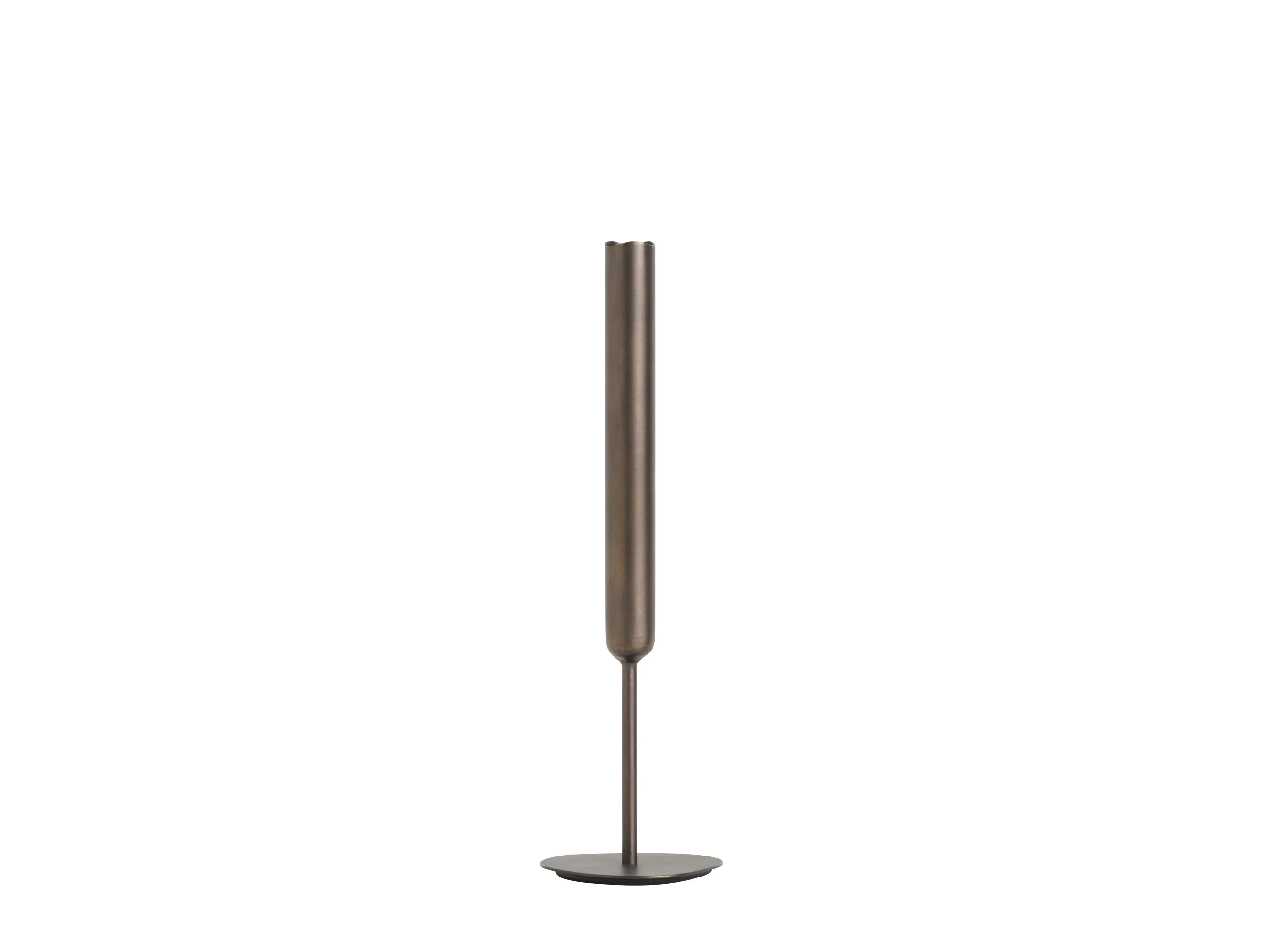 WAVE Tall Vase/Candleholder H30 cm brass, Dark Brown patina
