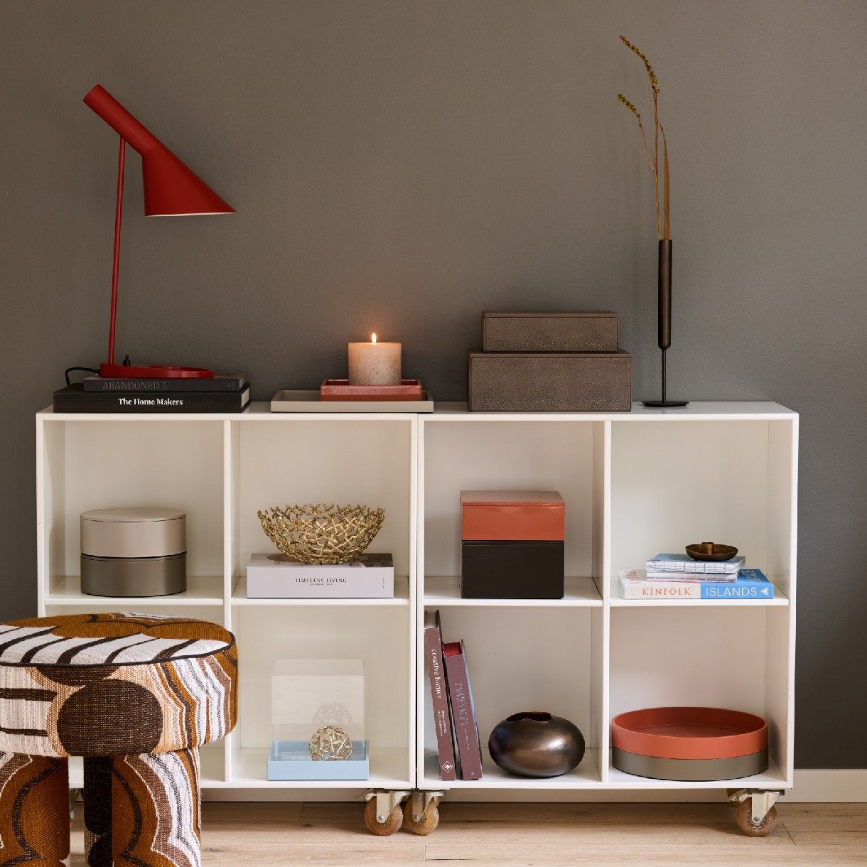 WAVE Tall Vase/Candleholder H30 cm brass, Dark Brown patina