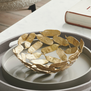 Pea Pod Bowl 23*10cm Brass, Matt Gold Patina