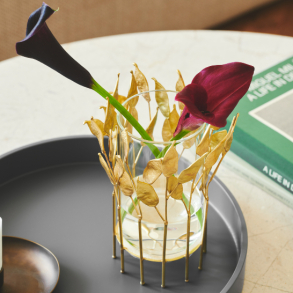 Pea Pod Hurricane w/cylinder glass 8/20 * H24cm Brass, Gold Patina