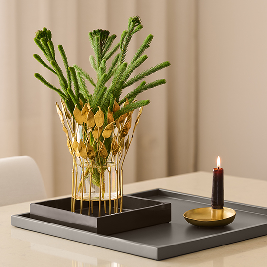 Pea Pod Hurricane w/cylinder glass �8/20 * H24cm Brass, Gold Patina