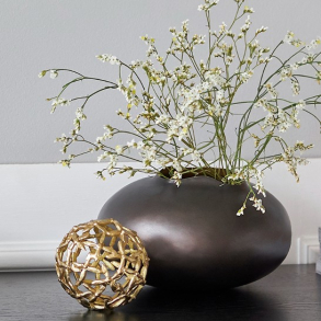 WAVE Vase 18*h11 cm Brass, Dark Brown Patina