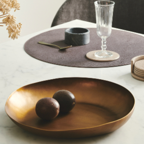 Wave Platter 30*h5 cm Brass, Light Brown Patina