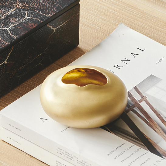 WAVE Vase �10*h5,5 cm Brass, Matt Gold Patina